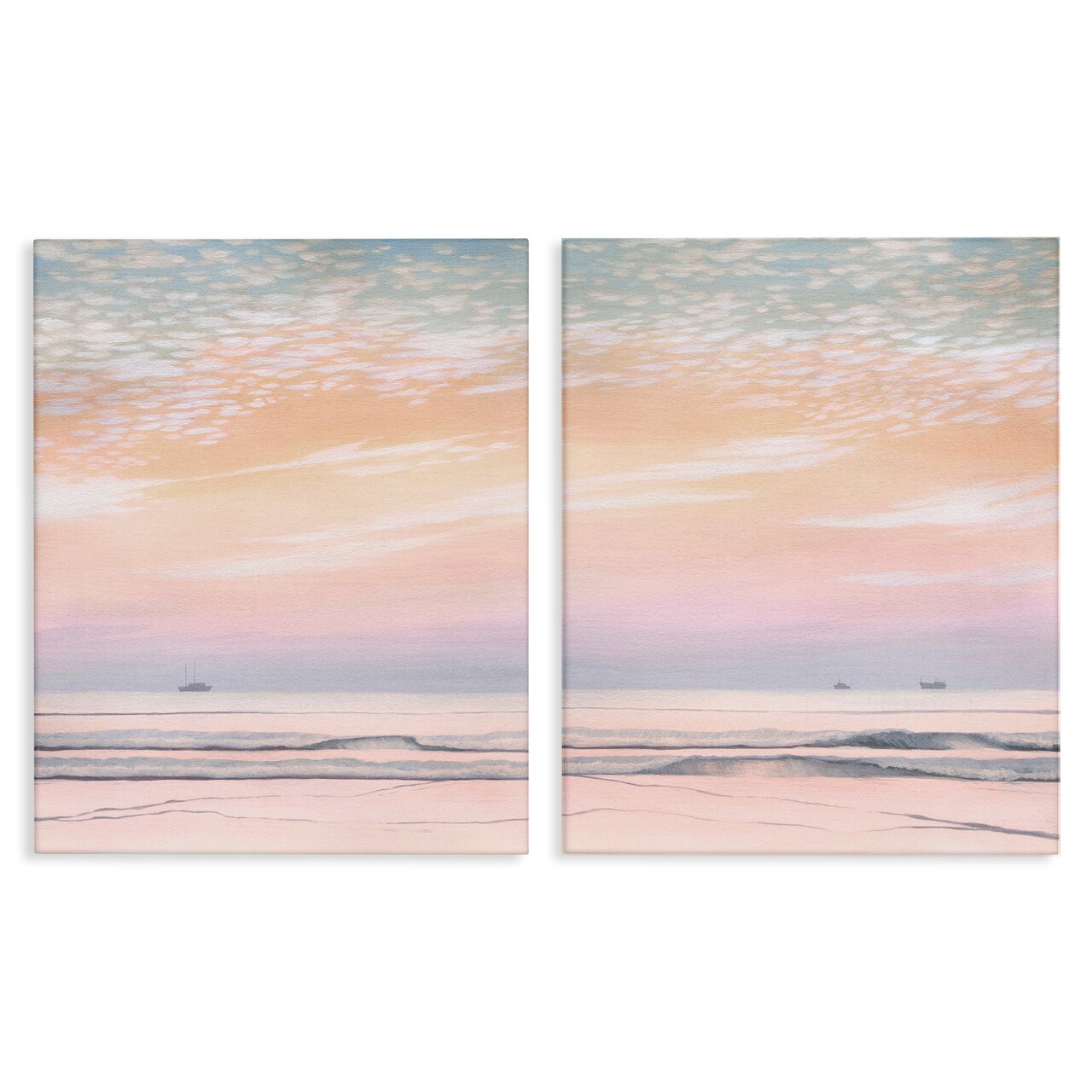 Stupell Industries Peachy Coastal Sunrise 2pc Canvas Wall Art Set Design by Grace Popp